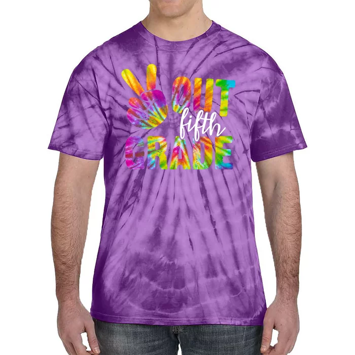 Peace Out Fifth Grade Colorful Tie-Dye T-Shirt