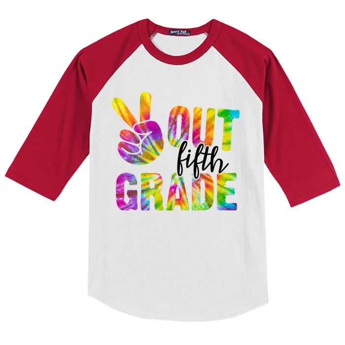 Peace Out Fifth Grade Colorful Kids Colorblock Raglan Jersey