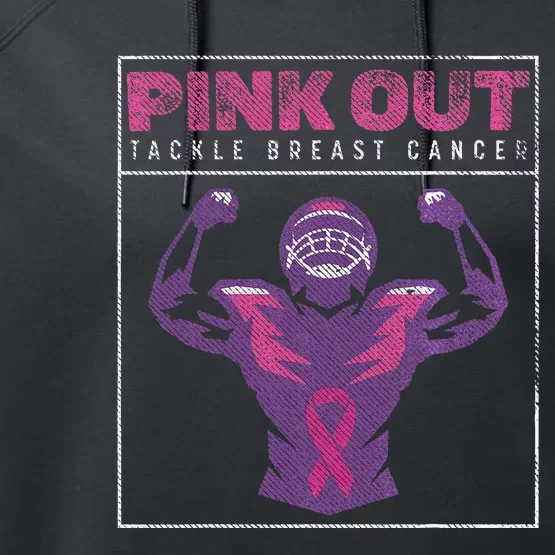 Pin.K Out Football Team Tackle Breast Cancer Awareness Month Performance Fleece Hoodie