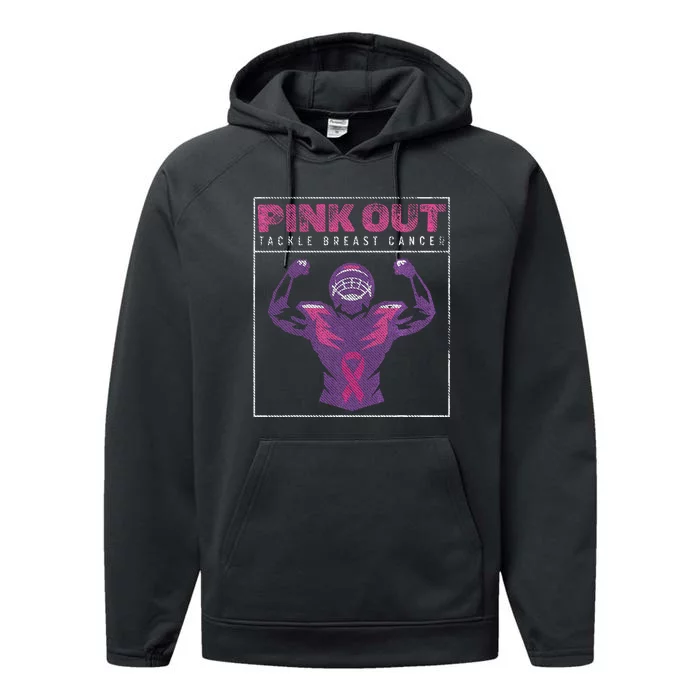 Pin.K Out Football Team Tackle Breast Cancer Awareness Month Performance Fleece Hoodie