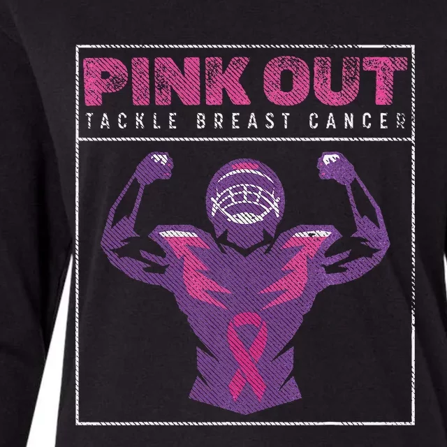 Pin.K Out Football Team Tackle Breast Cancer Awareness Month Womens Cotton Relaxed Long Sleeve T-Shirt