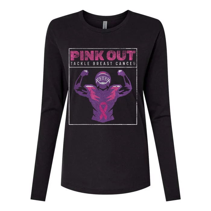 Pin.K Out Football Team Tackle Breast Cancer Awareness Month Womens Cotton Relaxed Long Sleeve T-Shirt