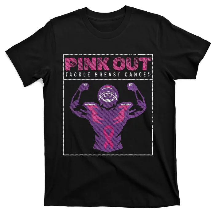 Pin.K Out Football Team Tackle Breast Cancer Awareness Month T-Shirt