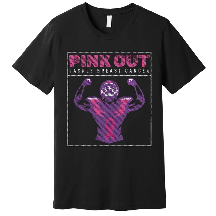 Pin.K Out Football Team Tackle Breast Cancer Awareness Month Premium T-Shirt