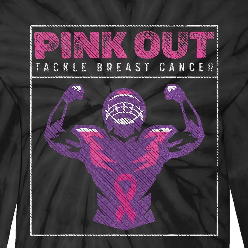 Pin.K Out Football Team Tackle Breast Cancer Awareness Month Tie-Dye Long Sleeve Shirt