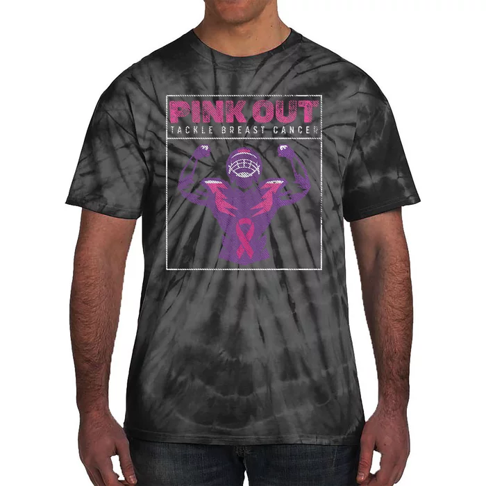 Pin.K Out Football Team Tackle Breast Cancer Awareness Month Tie-Dye T-Shirt