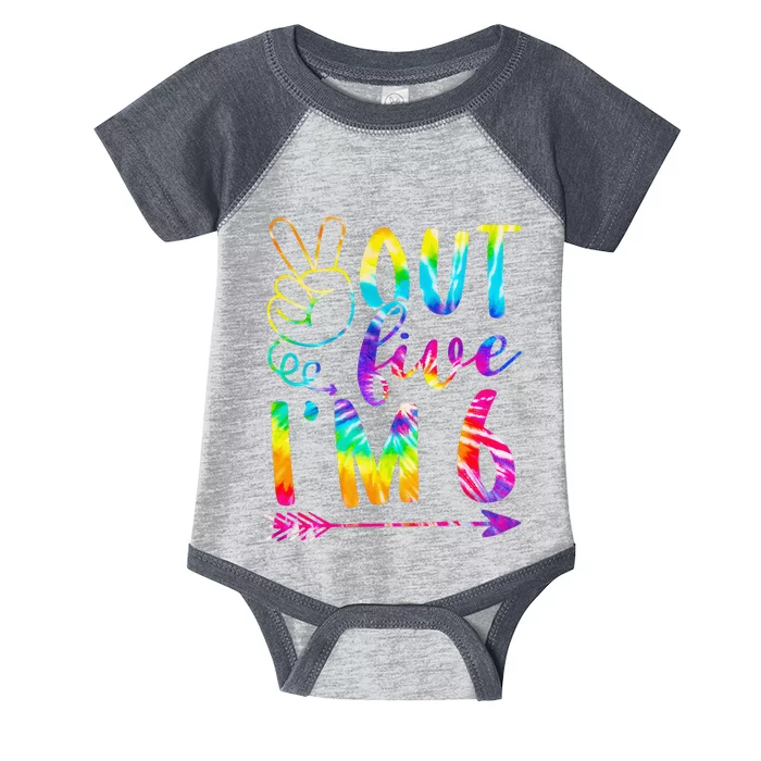 Peace Out Five I'm 6 Tie Dye 6th Happy Birthday Infant Baby Jersey Bodysuit