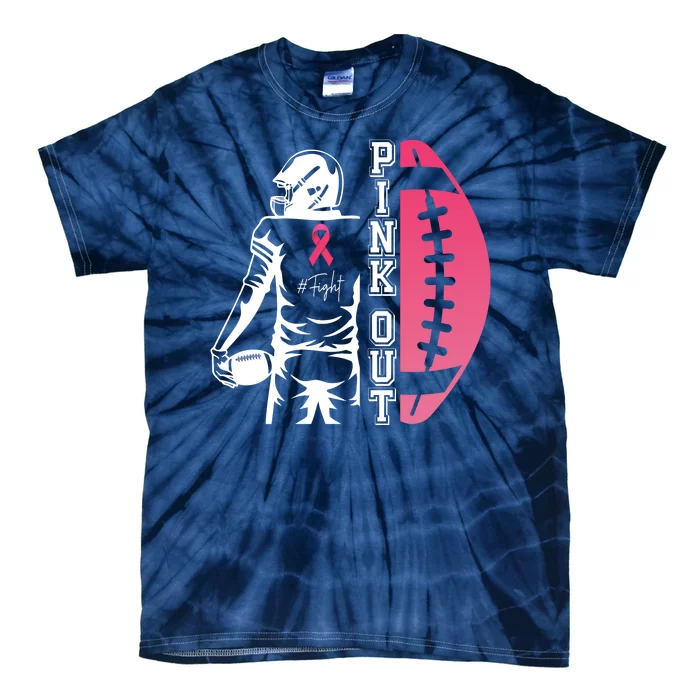 Pink Out Football Team Fight Breast Cancer Awareness Tie-Dye T-Shirt