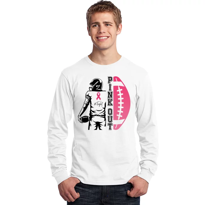 Pink Out Football Team Fight Breast Cancer Awareness Long Sleeve Shirt