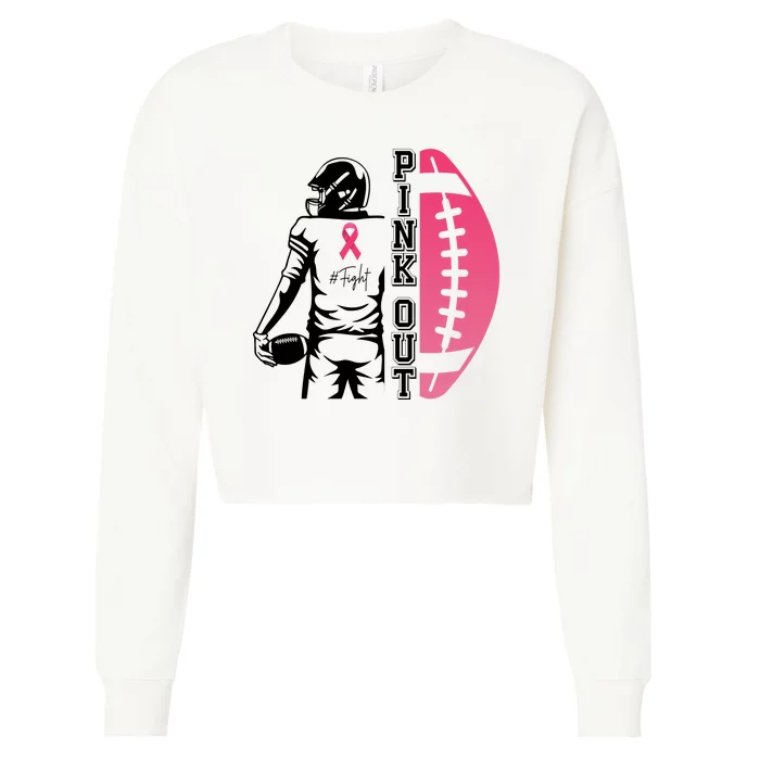 Pink Out Football Team Fight Breast Cancer Awareness Cropped Pullover Crew