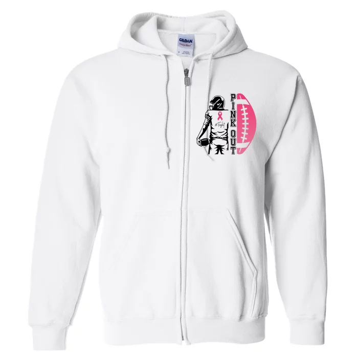 Pink Out Football Team Fight Breast Cancer Awareness Full Zip Hoodie