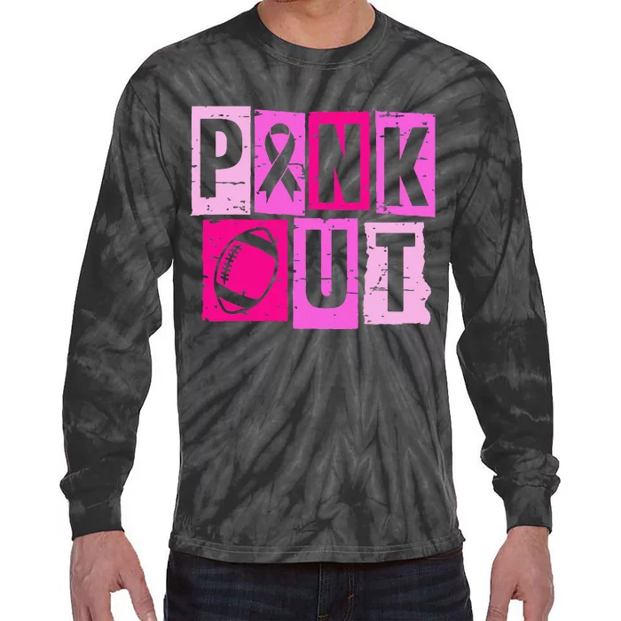 P.Ink Out Football Team Breast Cancer Awareness Month Women Gift Tie-Dye Long Sleeve Shirt