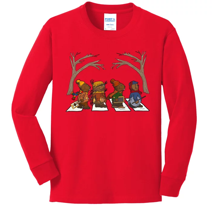 Poor Otter Family Abbey Road Christmas Mouse Lover Kids Long Sleeve Shirt