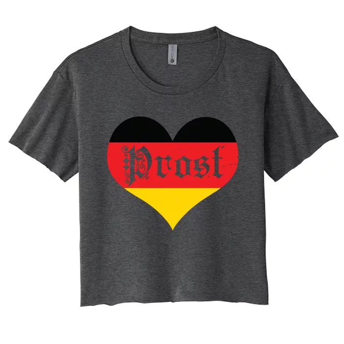 Prost Oktoberfest German Flag Heart Beer Women's Crop Top Tee