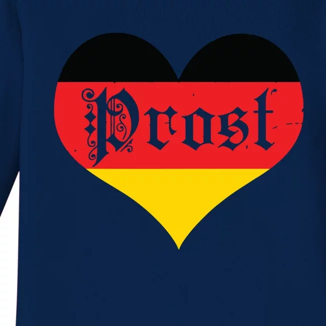 Prost Oktoberfest German Flag Heart Beer Baby Long Sleeve Bodysuit