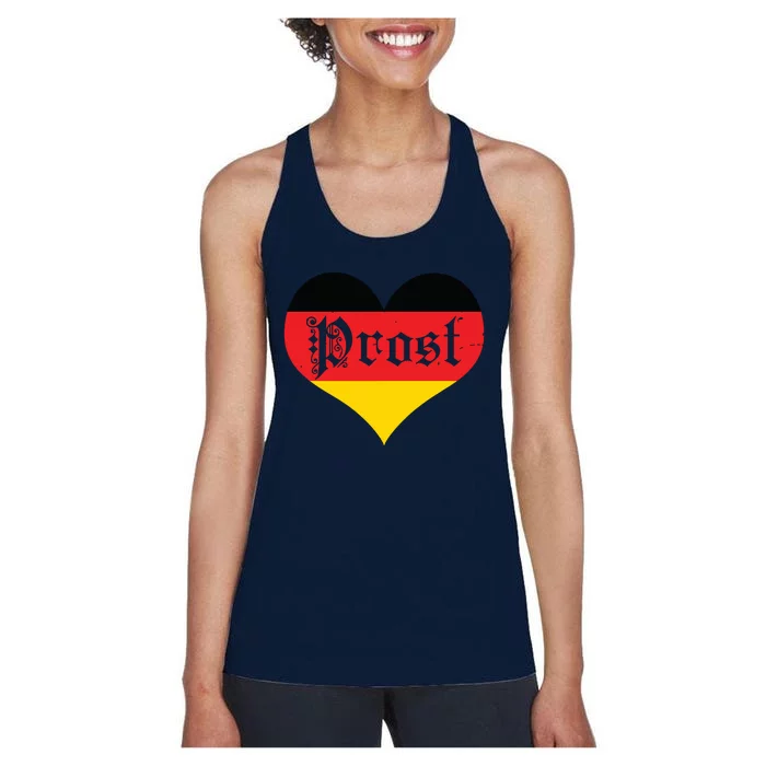 Prost Oktoberfest German Flag Heart Beer Women's Racerback Tank