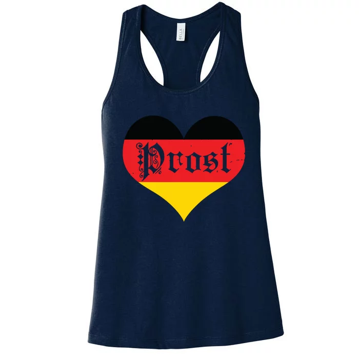 Prost Oktoberfest German Flag Heart Beer Women's Racerback Tank