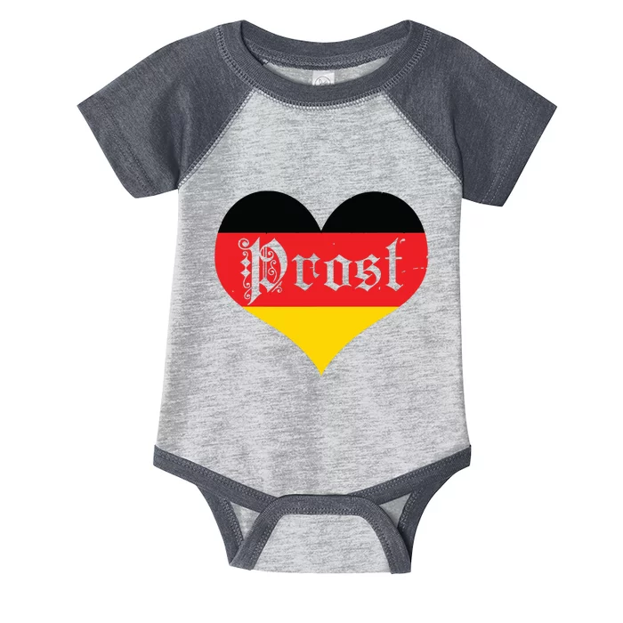 Prost Oktoberfest German Flag Heart Beer Infant Baby Jersey Bodysuit