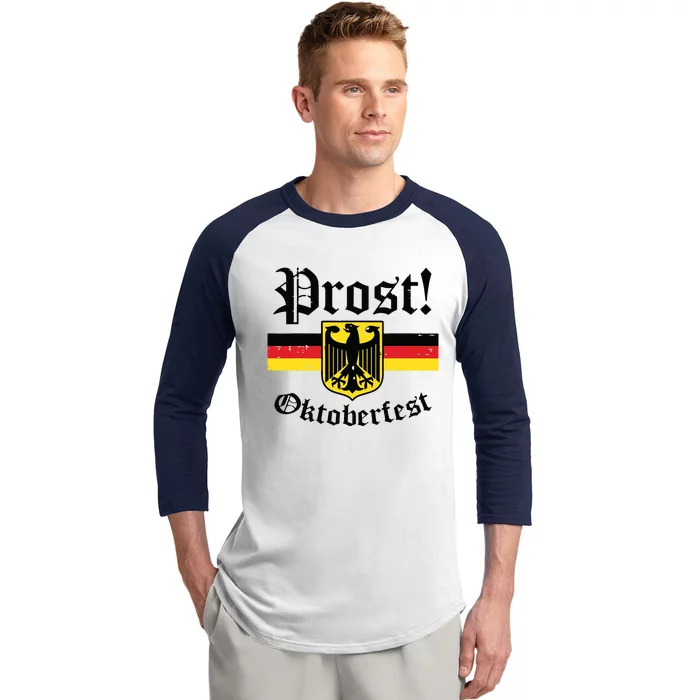 Prost Oktoberfest German Flag Crest Eagle Bavarian Baseball Sleeve Shirt