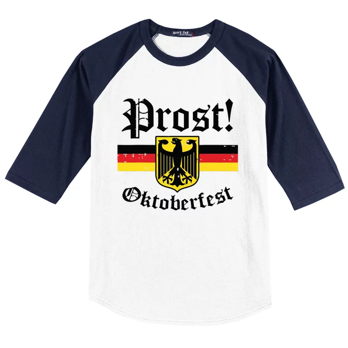 Prost Oktoberfest German Flag Crest Eagle Bavarian Baseball Sleeve Shirt