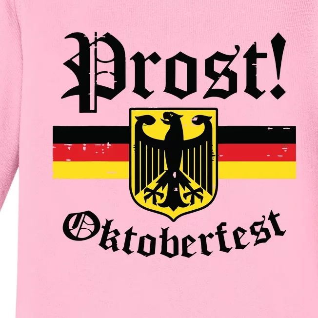 Prost Oktoberfest German Flag Crest Eagle Bavarian Baby Long Sleeve Bodysuit