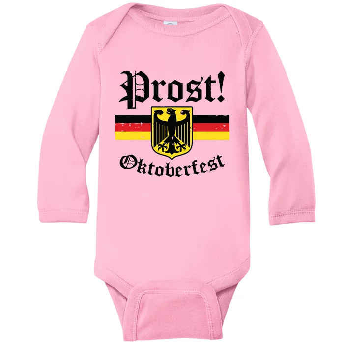 Prost Oktoberfest German Flag Crest Eagle Bavarian Baby Long Sleeve Bodysuit