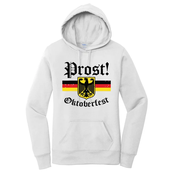 Prost Oktoberfest German Flag Crest Eagle Bavarian Women's Pullover Hoodie