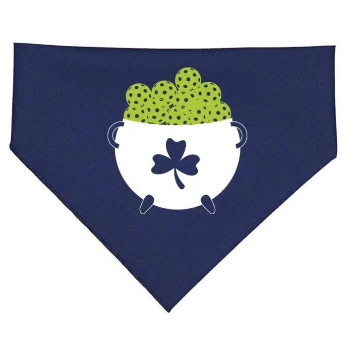 Pot Of Gold Irish Clover With Pickleball Sport USA-Made Doggie Bandana