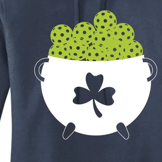 Pot Of Gold Irish Clover With Pickleball Sport Women's Pullover Hoodie