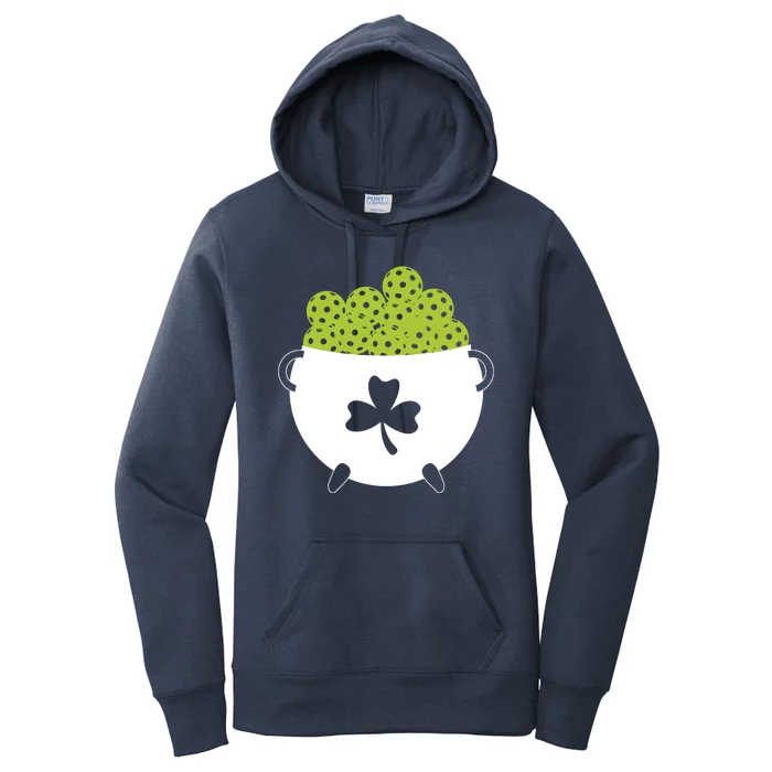 Pot Of Gold Irish Clover With Pickleball Sport Women's Pullover Hoodie