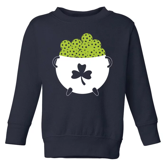 Pot Of Gold Irish Clover With Pickleball Sport Toddler Sweatshirt