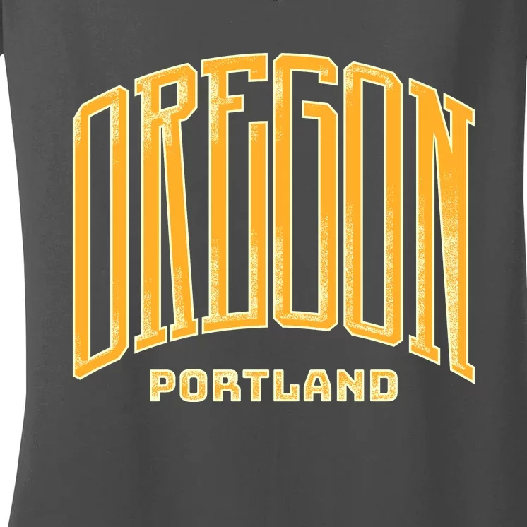 Portland Oregon Giant Logo Women's V-Neck T-Shirt