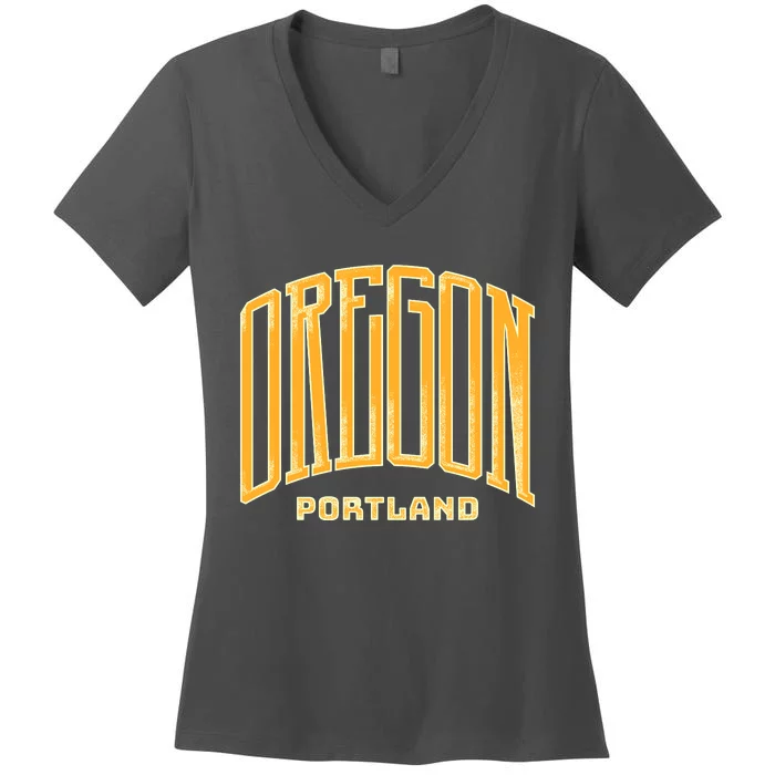 Portland Oregon Giant Logo Women's V-Neck T-Shirt