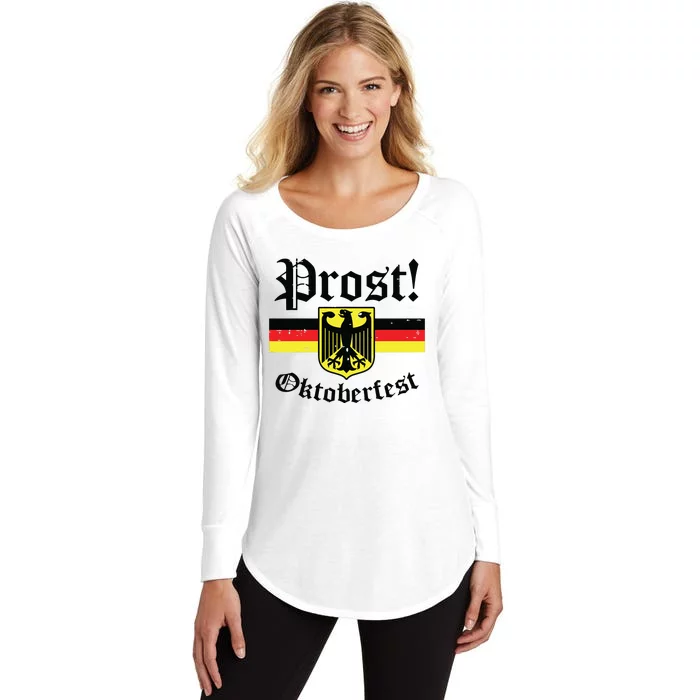 Prost Oktoberfest German Flag Crest Eagle Bavarian Women's Perfect Tri Tunic Long Sleeve Shirt