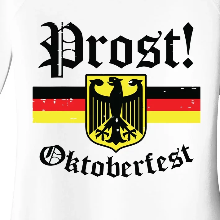 Prost Oktoberfest German Flag Crest Eagle Bavarian Women's Perfect Tri Tunic Long Sleeve Shirt