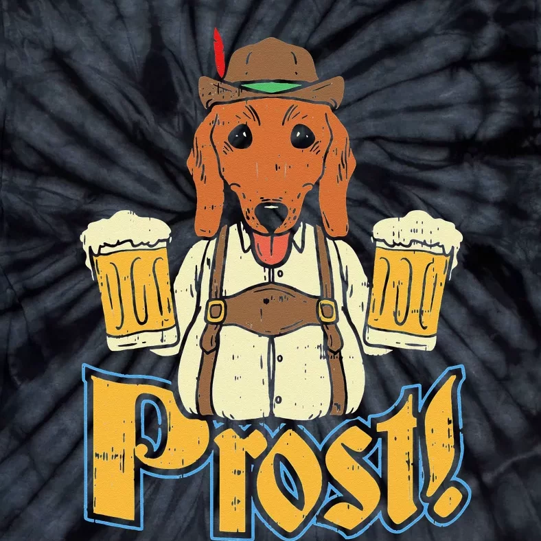 Prost Oktoberfest German Dachshund Dog Drinking Beer Tie-Dye T-Shirt