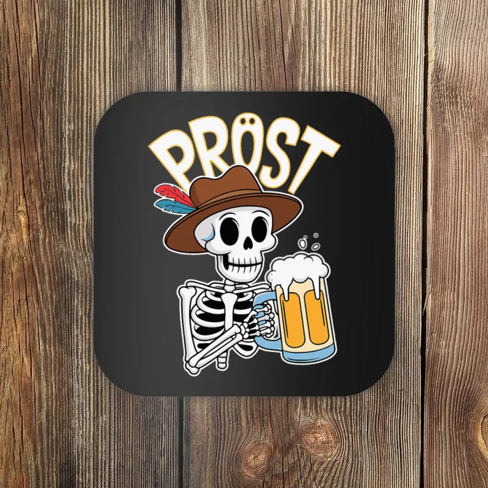 Prost Oktoberfest Halloween Skeleton Coaster