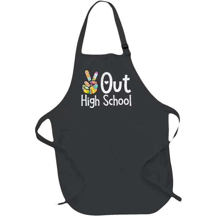 Peace Out High School Last Day Of School High School Grad Full-Length Apron With Pocket