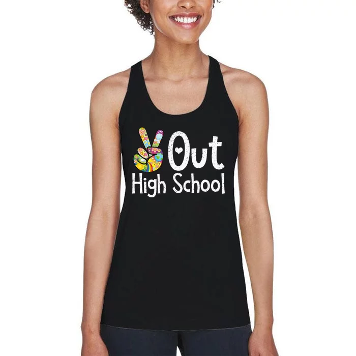 Peace Out High School Last Day Of School High School Grad Women's Racerback Tank