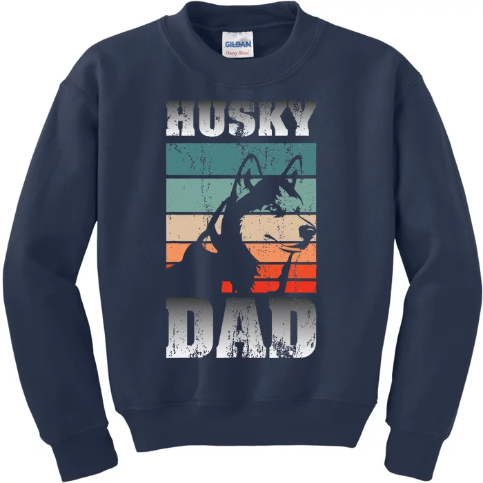 Pet Owner Husky Dad Fathers Day Dog Animal Retro Husky Kids Sweatshirt