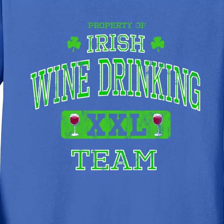 Property Of Irish Wine Ing Team Funny St Patrick's Day Gift Kids Long Sleeve Shirt