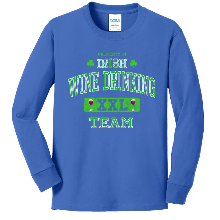 Property Of Irish Wine Ing Team Funny St Patrick's Day Gift Kids Long Sleeve Shirt