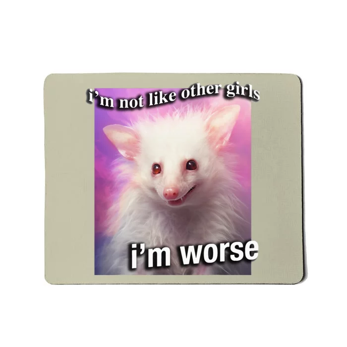 Possum Opossum I’M Not Like Other Girl I’M Worse Mousepad