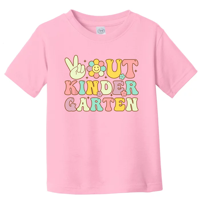 Peace Out Kindergarten Retro Graduation Last Day Of School Toddler T-Shirt