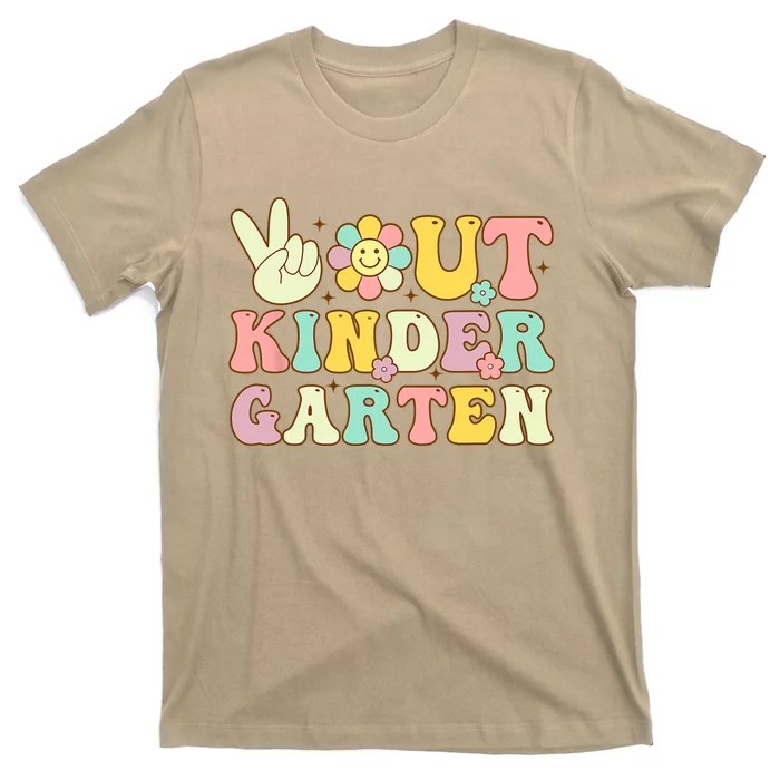 Peace Out Kindergarten Retro Graduation Last Day Of School T-Shirt