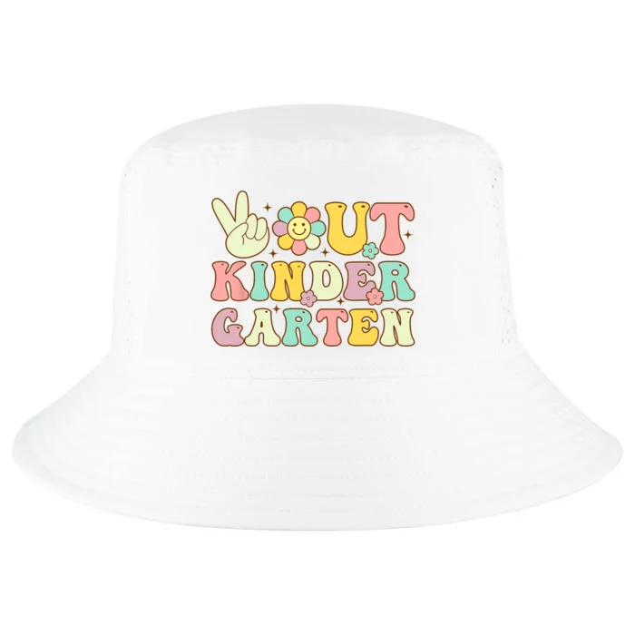 Peace Out Kindergarten Retro Graduation Last Day Of School Cool Comfort Performance Bucket Hat