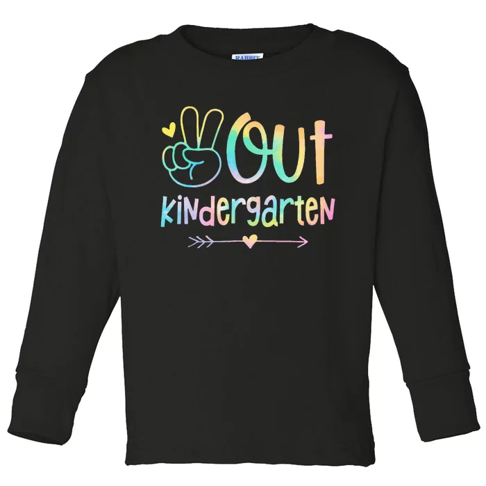 Peace Out Kindergarten Tie Dye Last Day Of Schoo Toddler Long Sleeve Shirt