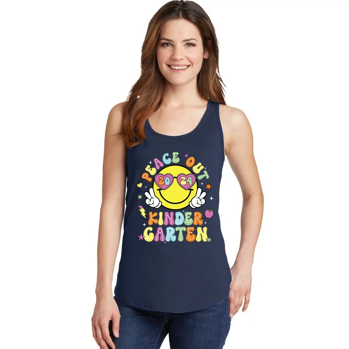 Peace Out Kindergarten Cute Groovy Last Day Of Kindergarten Ladies Essential Tank