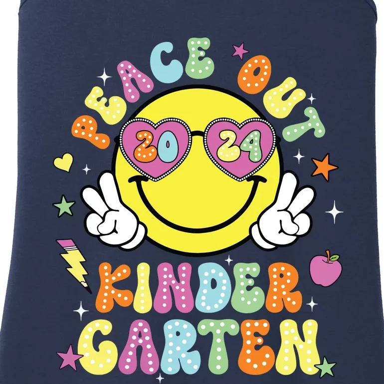 Peace Out Kindergarten Cute Groovy Last Day Of Kindergarten Ladies Essential Tank