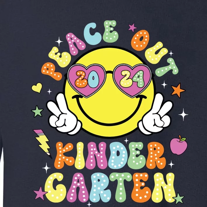 Peace Out Kindergarten Cute Groovy Last Day Of Kindergarten Toddler Sweatshirt